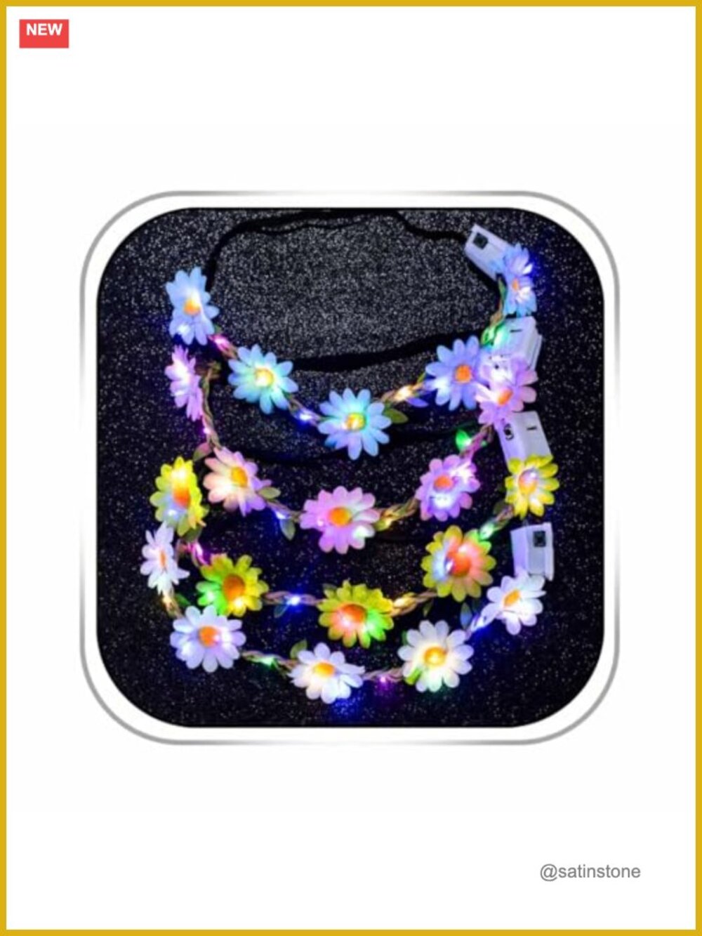 Led Sunflower Daisy Floral Crown Headband Set Elastic Hair Accessories